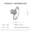 Anel de Moissanita Fashionável Feminino Prata de Lei S925 Coroado para o Amor Anel de 1 Quilate Ornamento em Forma de V Anel de Casal