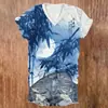 Camiseta para Mujer con Estampado de Libélula de Bambú Retro Cruzado, Cuello en V, Manga Corta, Impresión Digital 3D Personalizada, Venta al por Mayor desde 1 pieza
