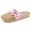 Pajitas de Bambú Zapatillas de Verano para Interiores Piso de Madera Silenciosas Antideslizantes Hogar Tacones Altos Hombres y Mujeres Ratán Paja Lino Fresco