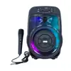 Modelo Popular Alto-falante Bluetooth Portátil de 6,5 polegadas com Luzes Coloridas para Karaokê, Microfone para Comércio Exterior, Áudio Bluetooth para Dança de Praça