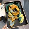 Bufanda larga para mujer, primavera y verano, nueva, pequeña, al por mayor, con estampado de seda de imitación, lazo para bolso, cinta, dulce, pequeña, de moda.