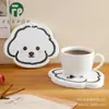 Posavasos Absorbente de Tierra de Diatomeas con Perrito Lindo, Simple Posavasos para Taza de Café, Posavasos para Tazón de Forma Irregular, Almohadilla Engrosada Antideslizante con Aislamiento Térmico