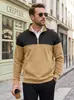 Sudadera con cremallera y cuello alto informal de punto gofre para hombre estilo americano transfronterizo con estampado de cuadros pequeños y patrón de diamantes TK