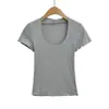 2026 Estilo Nuevo Ajustado Cuello en U Ligera Base de Seda de Leche Camiseta con Forma de Reloj de Arena Cintura Alta Manga Corta Hombro Normal para Mujer Verano