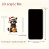 Pingente de Guaxinim Natalino Fofo 2D Novo Pingente Acrílico Plano para Retrovisor de Carro Decoração de Feriado