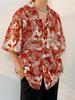 Camisa Floral de Manga Corta para Hombre y Mujer Ins Vintage Holgada Estampado Completo Camisa Hawaiana Verano Estilo Port Todo Fósforo Camisa de Moda