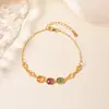 Pulseira de Prata de Lei S925 com Turmalina Natural e Design Floral, Pulseira Elegante e Luxuosa S033
