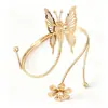Pulsera de Flor de Metal Estilo Europeo Transfronteriza Abierta Ajustable Hueca Mariposa Turquesa Joyería de Mano para Mujeres Joyería al por Mayor