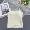Camisola de Verano para Mujer con Almohadillas en el Pecho, Algodón Amigable con la Piel, Diseño de Espalda Cruzada, Corte Ajustado, Adecuada para Usar en Capas o Sola, Top Base, Ropa Interior