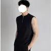 Chaleco de medio cierre estilo americano para hombre, prenda exterior de verano, moderno y elegante, camiseta sin mangas holgada, top deportivo y casual