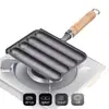 Sartén para asar salchichas de hierro fundido, herramienta casera para asar salchichas, parrilla para pasteles de arroz, parrilla para brochetas de cordero, molde para asar sin gluten, bandeja para exteriores, sartén para parrilla para exteriores