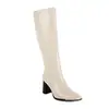 20 Novos sapatos europeus e americanos de primavera e outono botas de cavaleiro de salto alto sapatos de salto alto grossos AliExpress 40-48 sapatos de comércio exterior uma geração de cabelo
