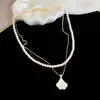Conjunto de Colar, Brincos e Anel em Ouro 14K Banhado com Zircônia, Madrepérola e Pérolas em Formato de Leque para Mulheres - Luxo Leve, Toque de Alto Padrão
