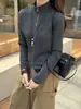 Nuevo cárdigan de punto con cremallera, cuello alto, ajuste slim, mezcla de lana, para mujer, elegante, para el trabajo, prenda exterior, top