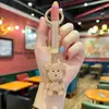 Llavero de oso de arcilla 3D lindo de dibujos animados con diamantes de imitación, accesorio de moda coreana para bolso de trabajo para niñas