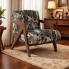 Sillón individual Richard, estilo francés de la época medieval, para sala de estar, balcón, informal, de madera maciza, de diseño, estilo perezoso.