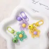 Pingente de chaveiro de flor de resina transparente oca na cor dopamina DIY acessório criativo para bolsa decoração