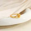 Nuevos Anillos Dobles Corazón a Corazón para Mujer, Diseño de Nicho, Anillos de Amor Dorados con Forma de Corazón, Joyería de Mano Ajustable al por Mayor