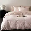 Sensación de alta gama~Juego de cuatro piezas de jacquard 100% algodón de alto número de hilos, ropa de cama de satén de algodón de fibra larga simple y de lujo ligero