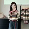 Conjunto de Otoño para Niñas 2026 Nuevo de Moda Suéter Rayado y Jeans Conjunto de Dos Piezas para Niñas Estilo Coreano