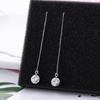 E1458 Fio de Orelha de Zircônia Estilo Coreano Simples e Versátil Zircônia Geométrica Brincos Longos para Mulheres
