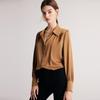 Camisa de Seda Pesada para Mujer, Nuevo Estilo Primavera/Verano 2026, Color Sólido Manga Larga Georgette Doble de Seda Elástica 19 Momme Top