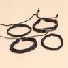 Moda Europea y Americana de Moda Pulsera Vintage Trenzada de Cuero Set DIY Pulsera para Festival de Música de Guitarra