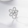 Venda ao vivo Luz Luxo Completo Diamante Girassol Imitação Moissanite Clavícula Corrente Pingente Anel Brincos Três Peças Jóias terno