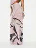 Saia midi de malha com estampa abstrata, best-seller transfronteiriça europeia e americana, cintura alta, justa ao corpo, transparente, elástica e perfeita para um look de férias