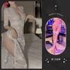 Tifei Lencería Sexy Encaje Tentación Vestido Largo Abertura Lateral Corte Ajustado Uniforme Bata de Noche Mujer Venta al por Mayor Bata de Navidad Talla Grande