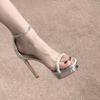 Sandalias de Tacón Fino con una Sola Tira y Pedrería para Mujer 2026 Verano Nuevas Versátiles de Moda Sexy Fiesta Plataforma Tacones Altos
