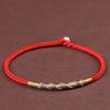 Pulsera de cuerda roja de dos manos para mujer, nudo de diamante Panlong, tobillera tejida a mano, regalo para pareja o estudiante, venta al por mayor
