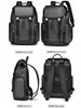 Mochila Estampada New Retro Transfronteiriça para Homens, Mochila de Grande Capacidade com Cordão e Fivelas Duplas, Bolsa para Computador para Deslocamento no Trabalho