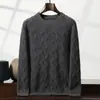 Suéter de Lana de Punto Grueso de Peso Pesado con Cuello Redondo para Hombre, Suéter Pulóver Casual de Negocios de Cachemir para Hombre