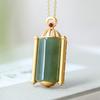 Colar de clavícula banhado a ouro e prata esterlina incrustado jade fumaça roxo jade retrô all-match estilo étnico feminino elegante colar pingente