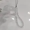Cadena para teléfono móvil con cuentas de niña linda, cordón, flor acrílica, lazo, corazón con cuentas, funda de teléfono, adornos de cuentas de colores