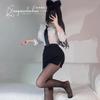 Lingerie Secretária Feminina OL Colarinho Branco Perspectiva Camisa de Manga Longa Saia Justa no Quadril Uniforme Professora Feminina Roupa de Negócios