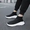 Zapatillas deportivas de caña alta para hombre, zapatillas tipo calcetín de punto flyknit, zapatos casuales sin cordones transpirables y ligeros, zapatos para hombre con suela gruesa que absorben los impactos