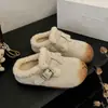 Pantuflas de felpa cerradas con suela gruesa 2026 para mujer, medias pantuflas de invierno estilo Birkenstock sin cordones, pantuflas nuevas de algodón