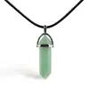 Colgante de Columna Hexagonal de Piedra Natural Colgante de Cristal Natural Hexagonal con Forma de Bala Hexaedro Negro Collar con Cordón de Cera