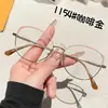 Óculos Retro Ultra-Leves de Metal Gatinho Espelho Plano para Mulheres com Filtro de Luz Azul Armação de Óculos para Miopia de Celebridade da Internet Europeia e Americana