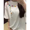 Camiseta de Manga Corta de Algodón Puro para Mujer, Estilo de Alta Gama, Atractiva, Estampada, Camiseta de Media Manga, Top, Ropa, Camiseta, Estilo Coreano, Nuevo Estilo Chino, Verano