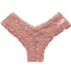 Tanga de renda floral vazada tanga feminina calcinha T de menina forro de algodão tanga com laço duplo frontal e traseiro Feminina