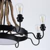 Lustre Estilo Industrial Oito Lâmpadas Corda de Cânhamo Retro Sala de Estar Sala de Jantar Café Iluminação Decorativa Criativa Luxo Leve Bambu Rattan Mesa de Jantar