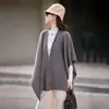 Estilo Nuevo de Otoño 100% Lana Pura Chal Prendas Exteriores para Mujer Patrón Suelto Cardigan de Punto Blusa Capa Bufanda