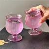 Taza de Vidrio Retro de Nicho, Taza Morada de Tallo Corto, Taza para Café Americano Helado, Taza para Latte, Taza para Bebidas Especiales, Taza para Jugo