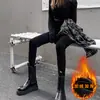 Leggings negros para mujer para usar como prenda exterior, nuevo estilo otoño e invierno 2026, forrados de polar, de cintura alta, corte lápiz, ajustados, gruesos, talla grande, pantalones negros ajustados