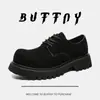 Botas Martin Estilo Retro Herramienta Cuero Gamuza Estilo Británico Otoño 2024 Nuevos Zapatos Derby de Suela Gruesa con Aumento Antivellón