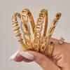 Conjunto de Pulsera con Broche en Forma de Anillo Incrustado con Circonita Geométrica Estilo Europeo y Americano, Chapado en Oro PVD, Conserva el Color, Joyería Sencilla y de Alta Calidad