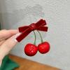 Outono e inverno atmosfera cereja vermelho arco de veludo gancho de cabelo cocar feminino de volta meia gravata grampo de cabelo acessórios de cabelo moda